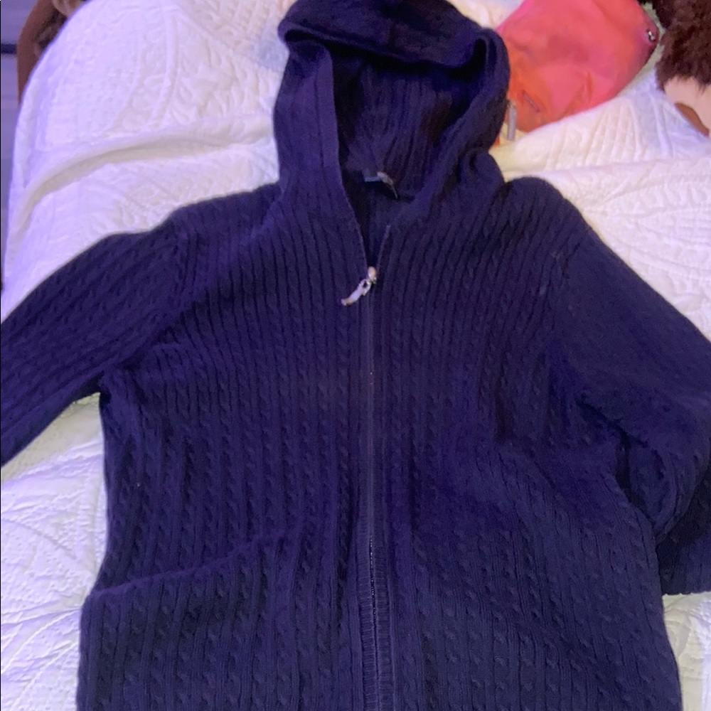 Nautica Navy Blue Hooded Cardigan